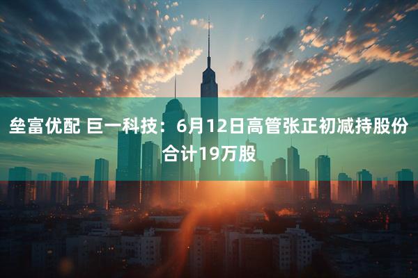 垒富优配 巨一科技：6月12日高管张正初减持股份合计19万股